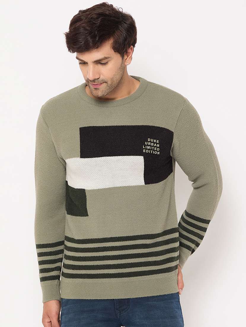 men long sleeves self design pullover