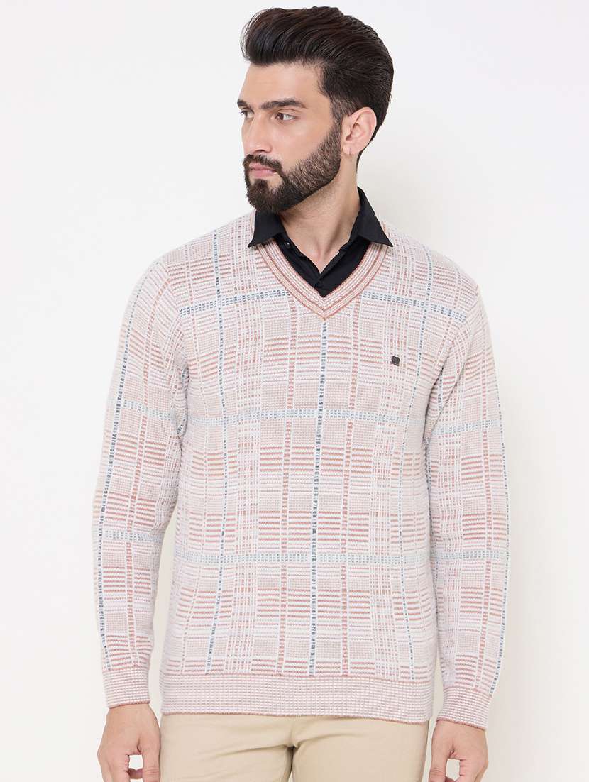 men long sleeves checkered pullover - 21686347 -  Zoom Image - 0