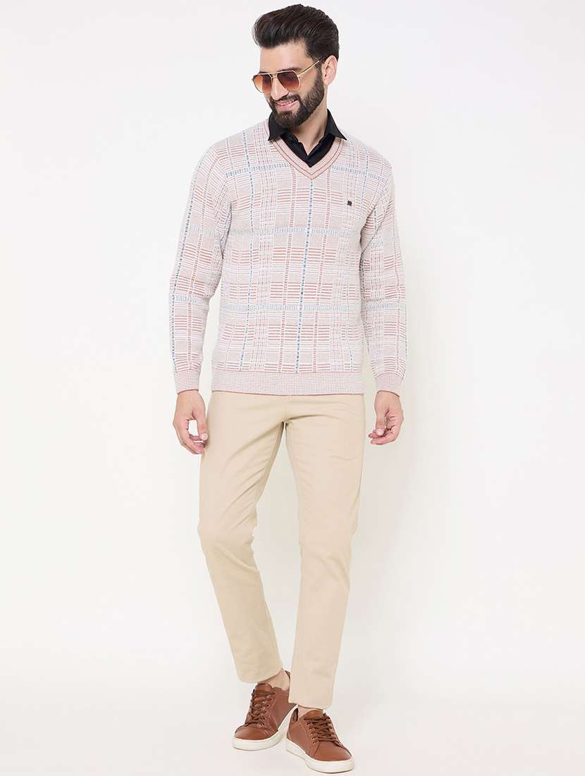 men long sleeves checkered pullover - 21686347 - Standard Image - 3