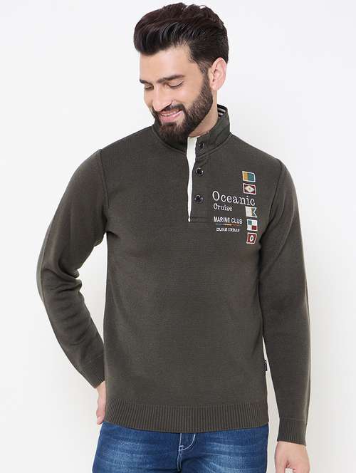 men long sleeves typographic pullover - 21686354 - Standard Image - 0