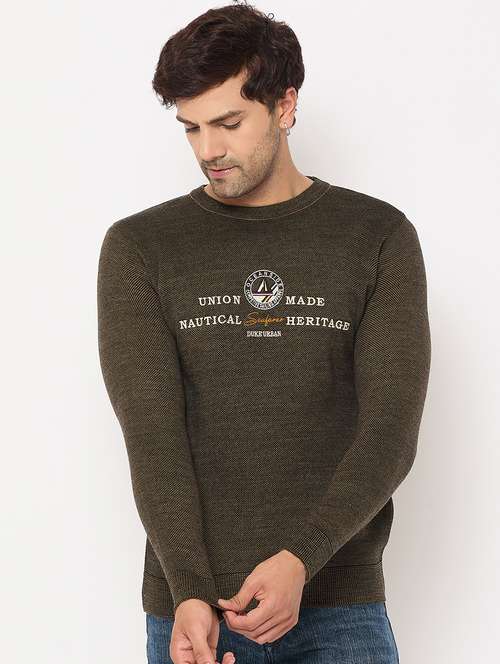 men long sleeves typographic pullover - 21686355 - Standard Image - 0