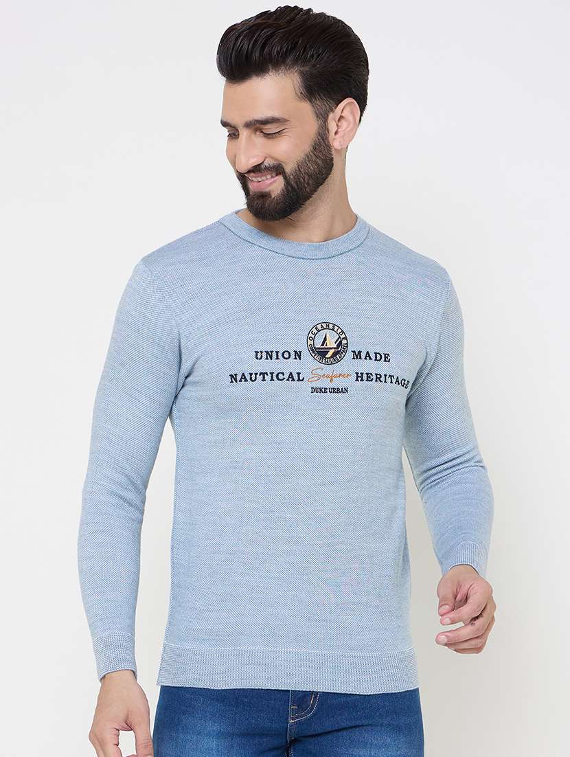 men long sleeves typographic pullover