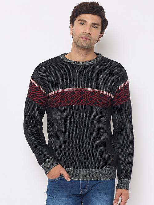 men long sleeves self design pullover - 21686357 - Standard Image - 0