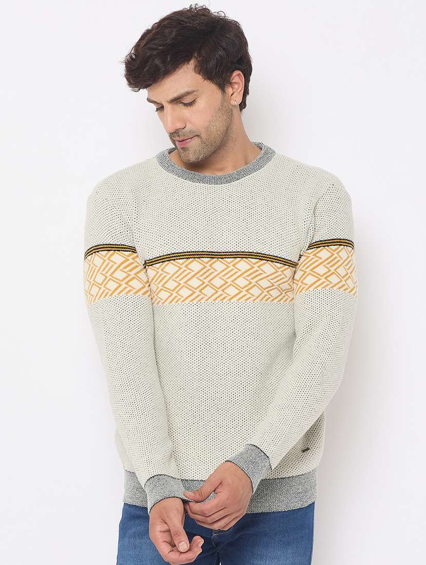 men long sleeves self design pullover