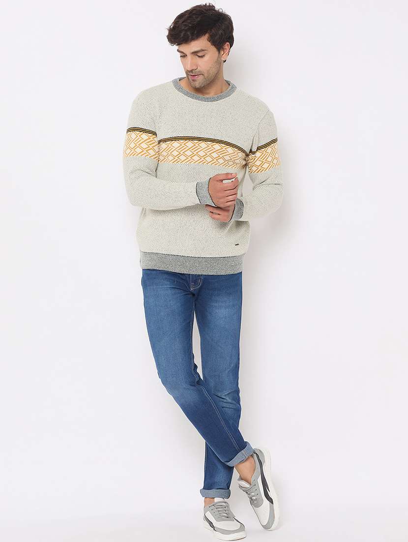 men long sleeves self design pullover - 21686358 -  Standard Image - 3