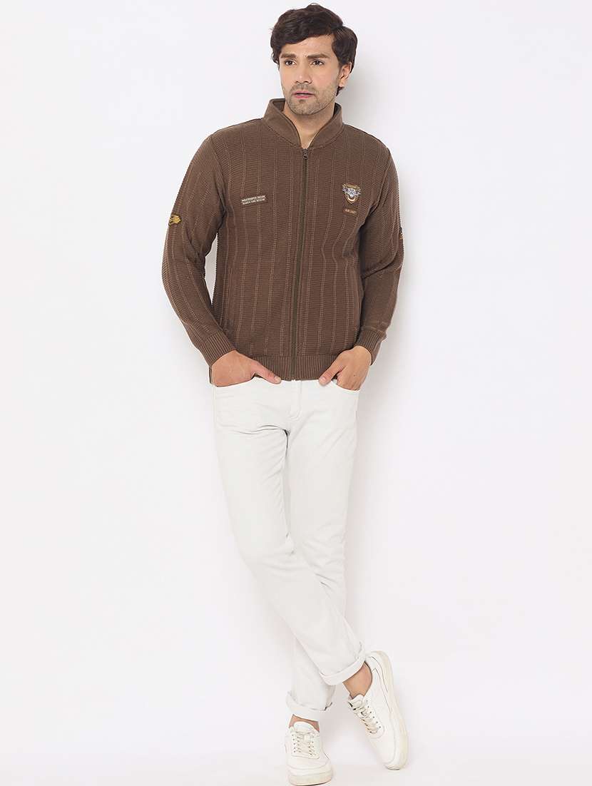 men long sleeves plain cardigan - 21686365 - Standard Image - 3