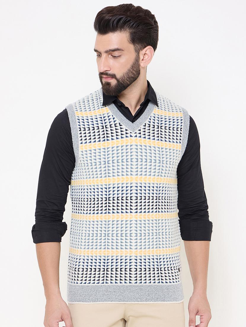 men sleeveless self design pullover - 21686369 - Zoom Image - 0