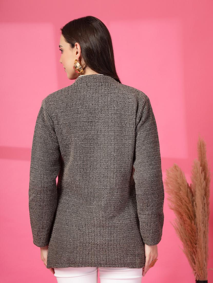 women sellf designed long sleeves cardigan - 21686380 - Standard Image - 3
