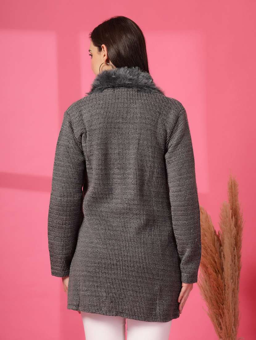 women self designed long sleeves cardigan - 21686383 -  Standard Image - 3