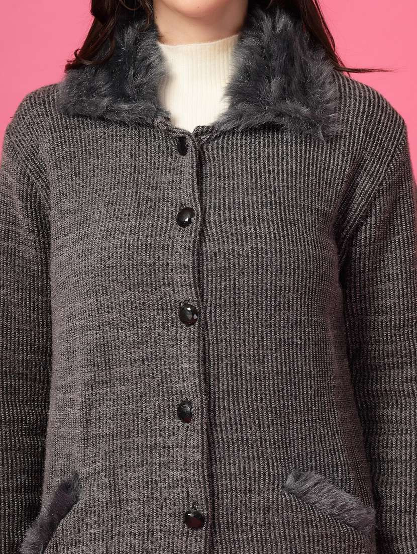 women self designed long sleeves cardigan - 21686383 -  Standard Image - 5