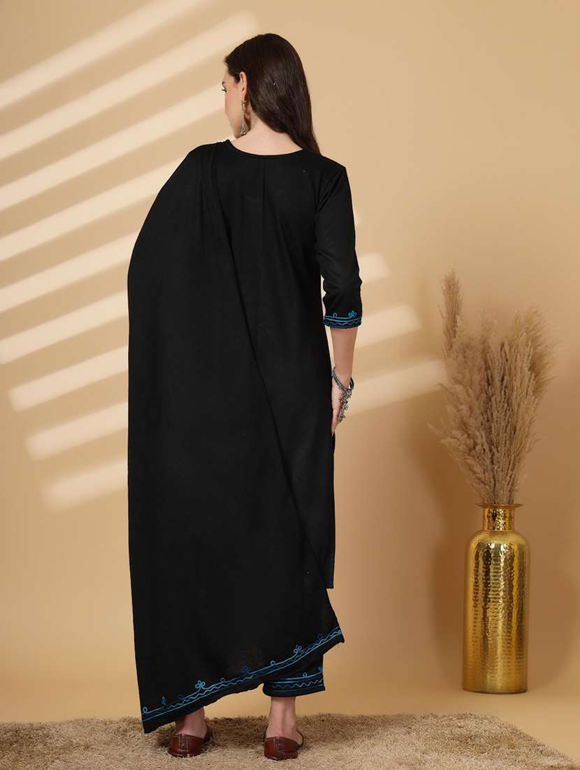 women embroidered winter wear suit set - 21686398 -  Standard Image - 3