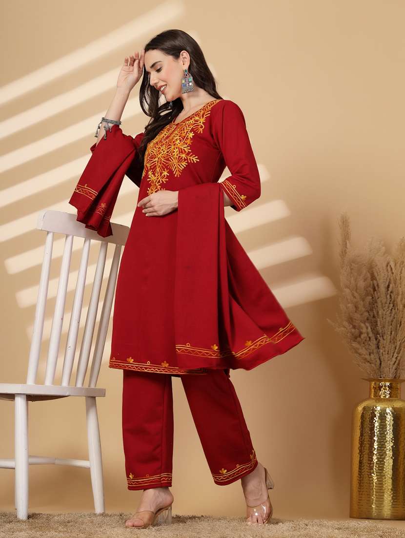 women embroidered winter wear suit set - 21686399 -  Zoom Image - 0