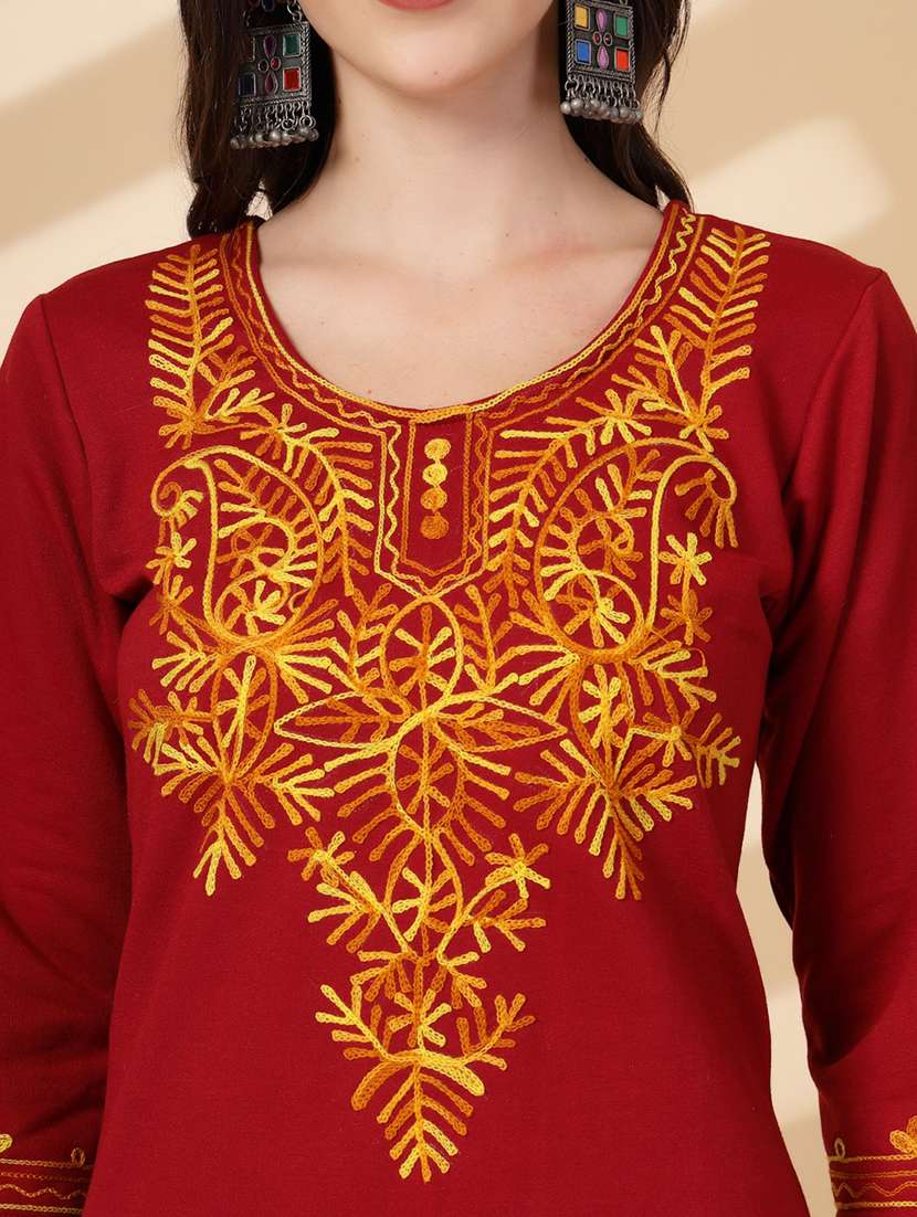 women embroidered winter wear suit set - 21686399 -  Standard Image - 5