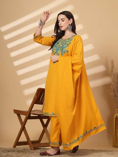 women embroidered winter wear suit set - 21686401 -  Standard Image - 0