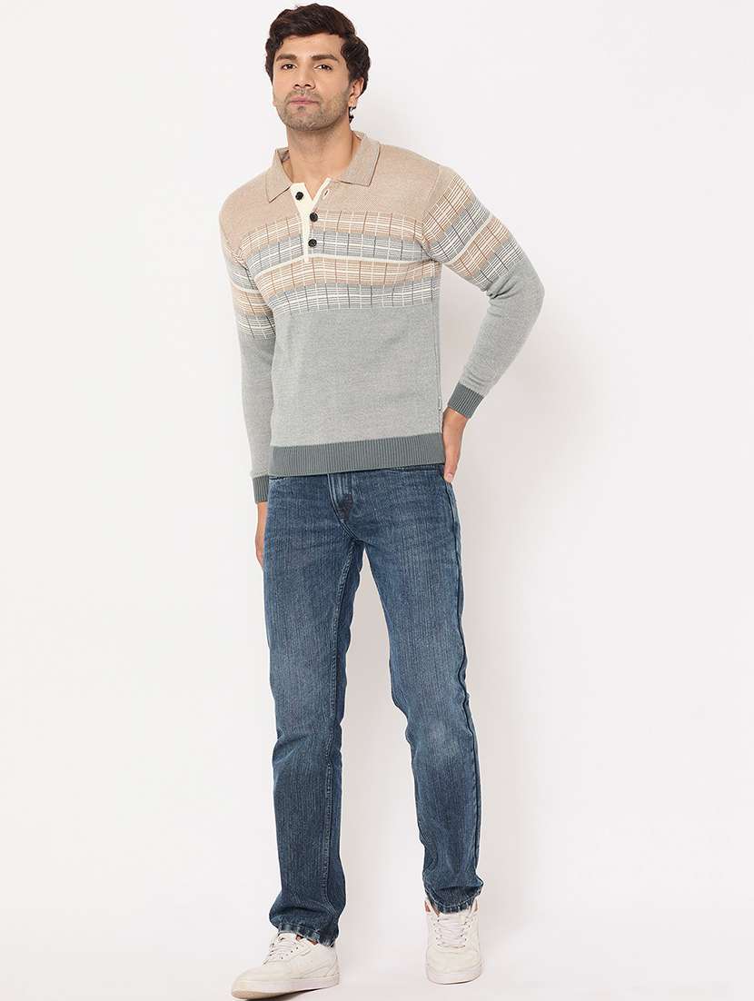 men long sleeves self design pullover - 21686402 -  Standard Image - 3