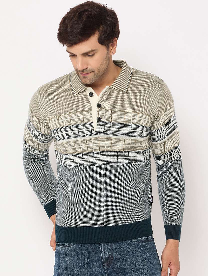 men long sleeves self design pullover