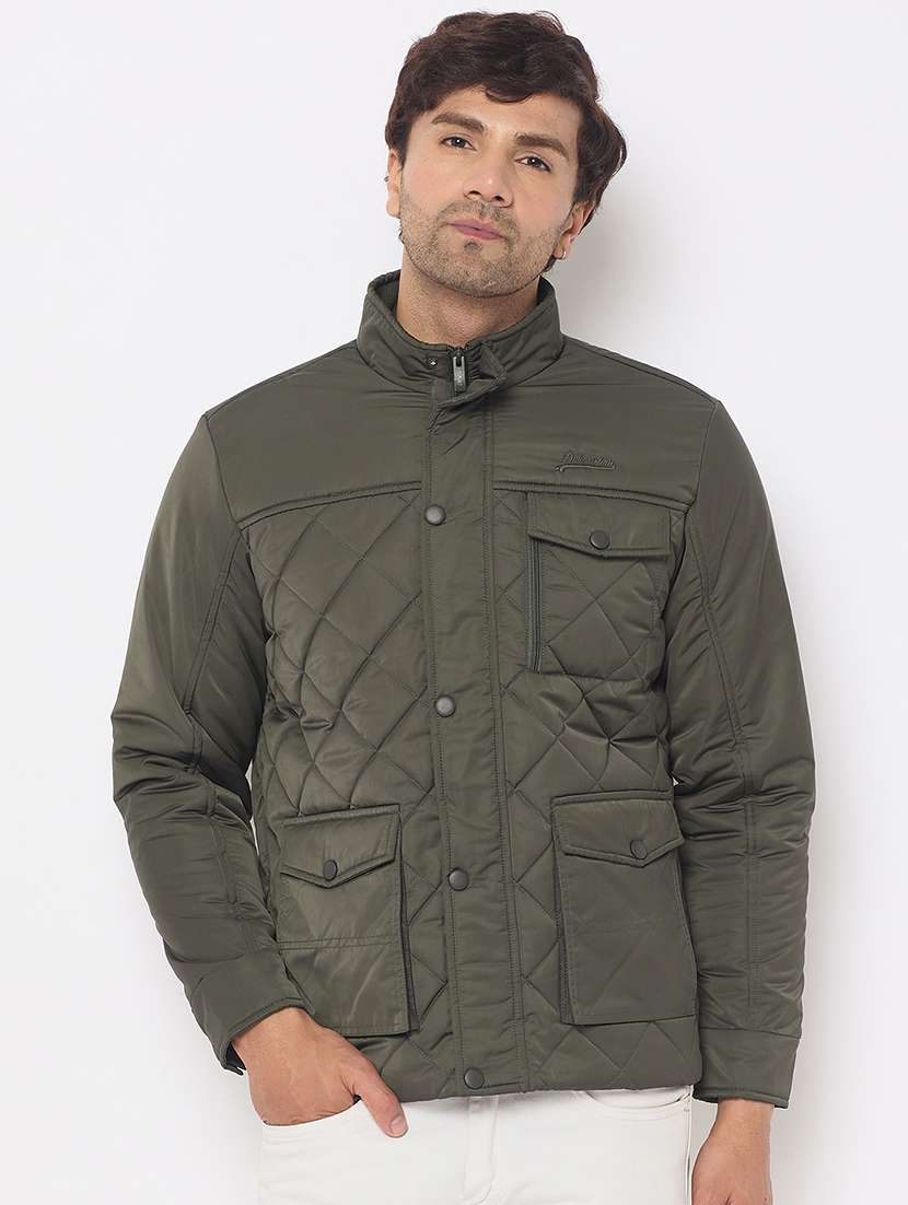 men long sleeves solid puffer jacket