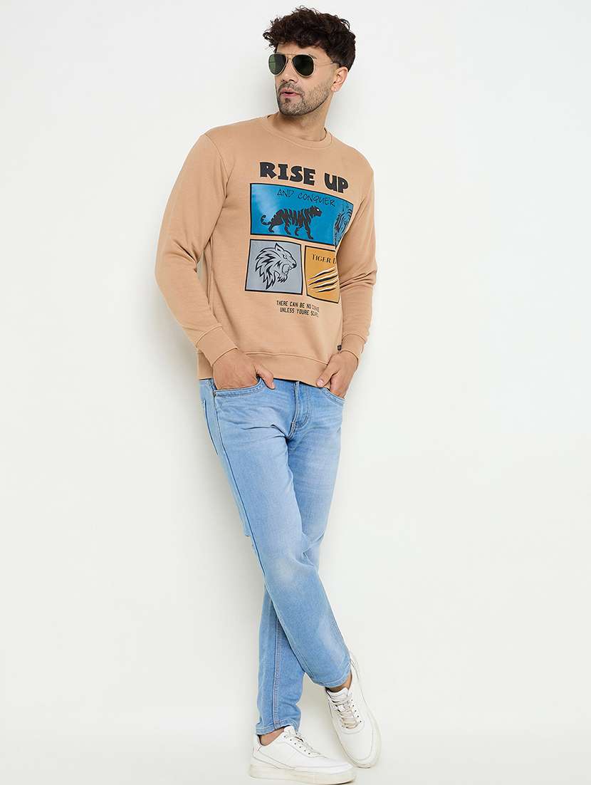 men long sleeves front print sweatshirt - 21686406 -  Standard Image - 3