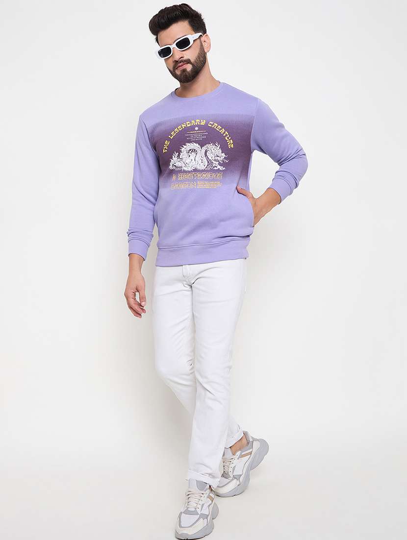 men long sleeves front print sweatshirt - 21686407 -  Standard Image - 3