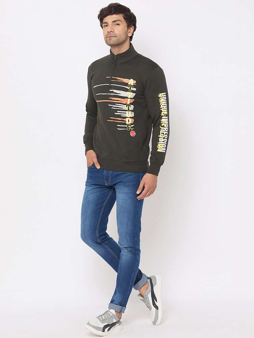 men long sleeves front print sweatshirt - 21686415 -  Standard Image - 3