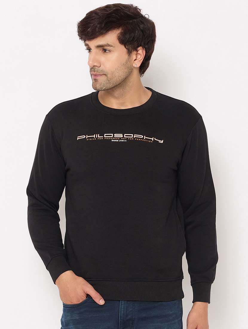 men long sleeves chest print sweatshirt