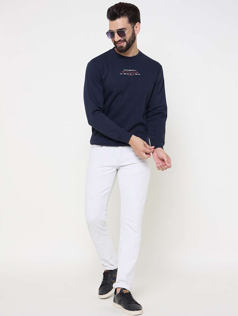 men long sleeves chest print sweatshirt - 21686420 - Standard Image - 3