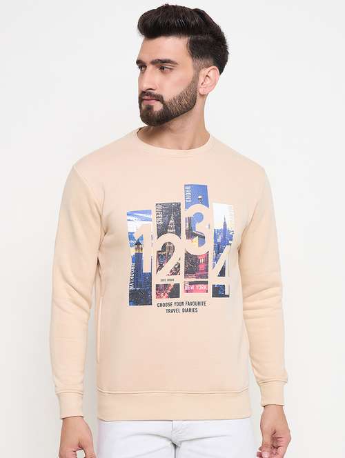 men long sleeves front print sweatshirt - 21686439 -  Standard Image - 0