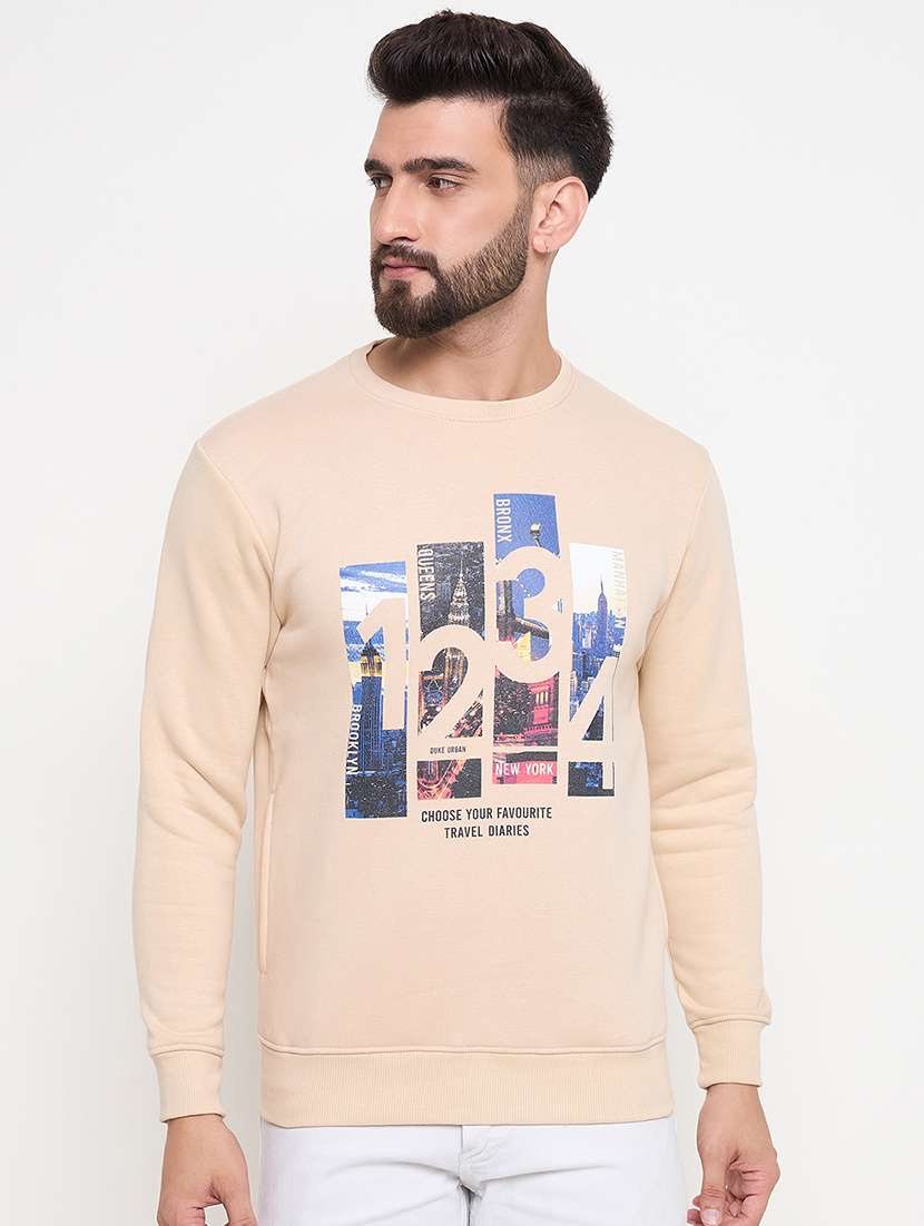 men long sleeves front print sweatshirt