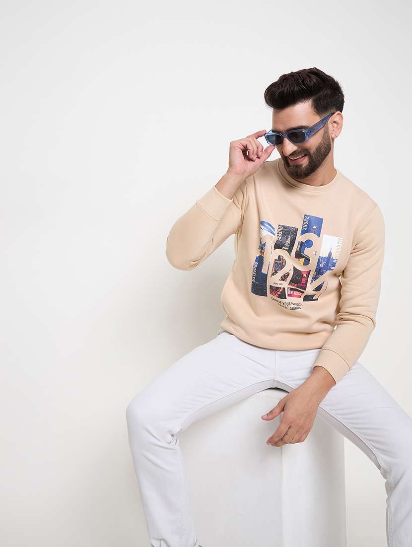 men long sleeves front print sweatshirt - 21686439 - Standard Image - 3