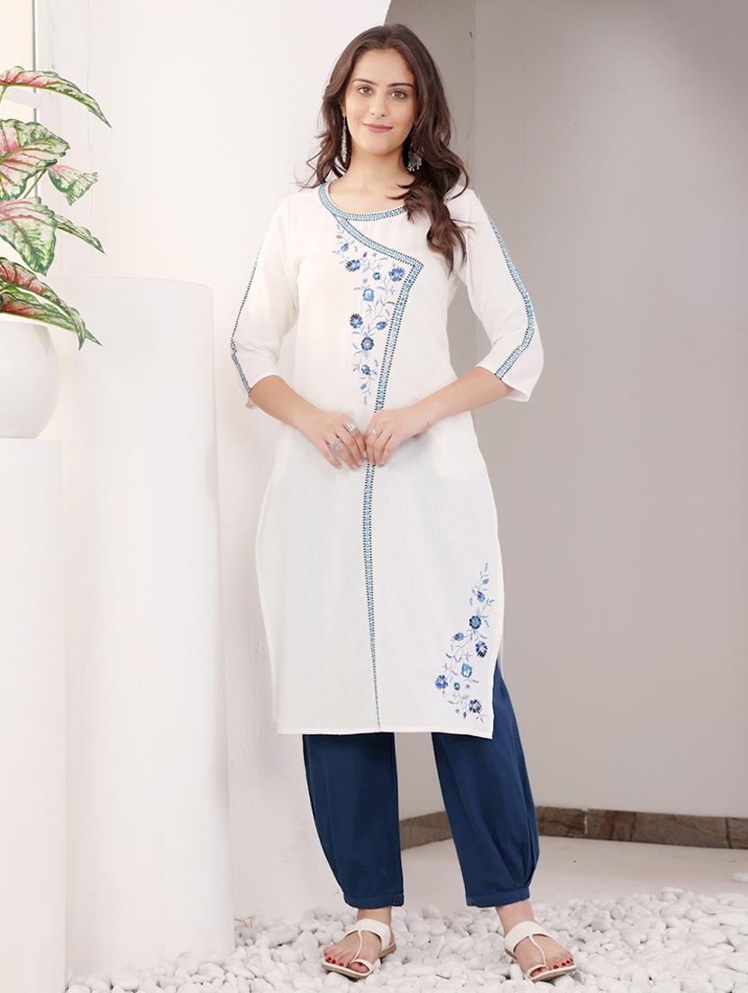 women three quarter sleeve straight kurta - 21686449 -  Zoom Image - 0