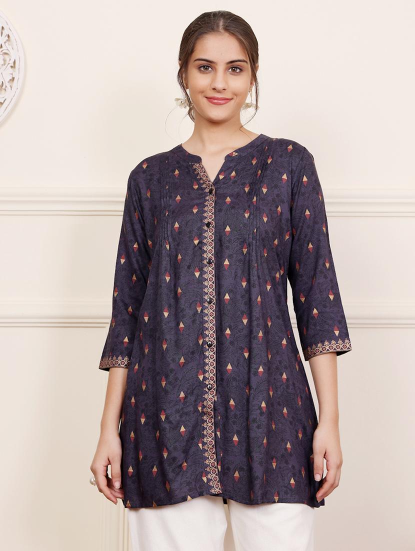 women three quarter sleeve a-line kurti