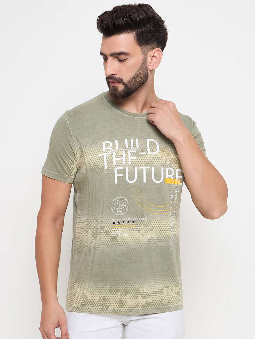 men round neck front print t-shirt