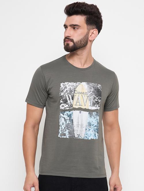 men round neck front print t-shirt - 21686496 - Standard Image - 0
