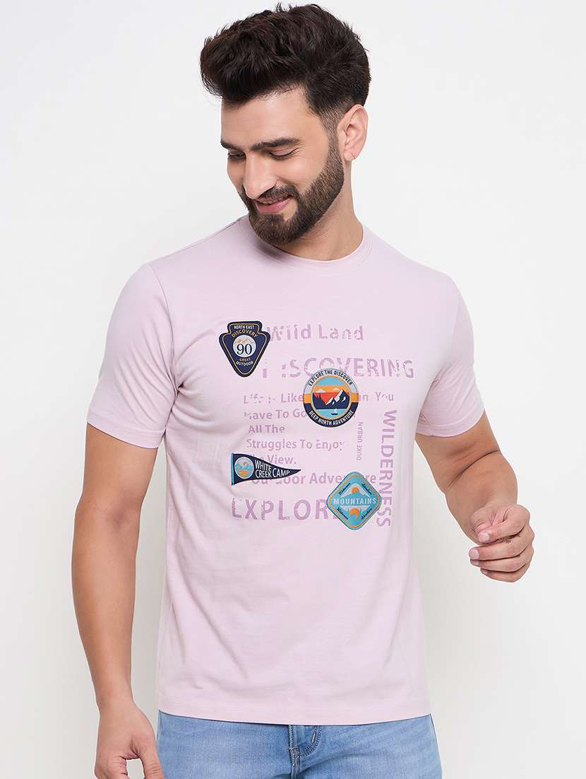 men round neck front & back print t-shirt - 21686500 -  Zoom Image - 0