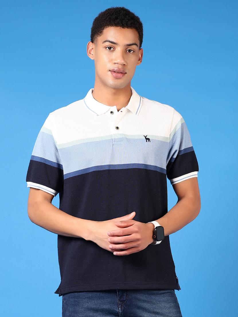 men striped short sleeve regular fit polo t-shirt
