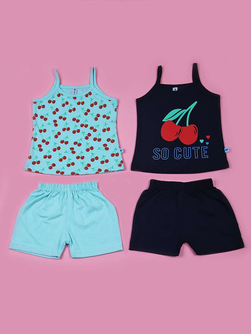 girls pack of 2 printed shorts sets