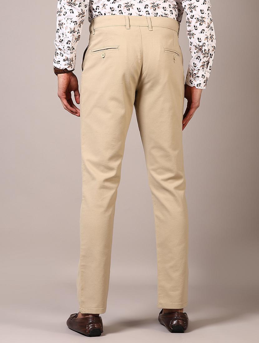 men solid mid rise chinos trouser - 21686693 - Standard Image - 3
