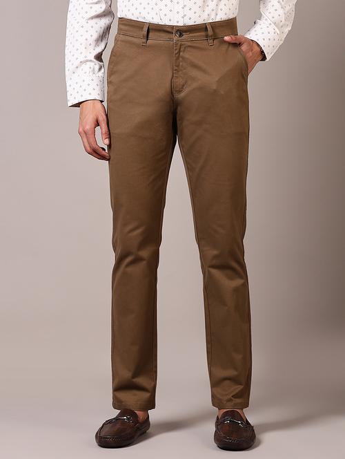 men solid mid rise chinos trouser - 21686698 - Standard Image - 0