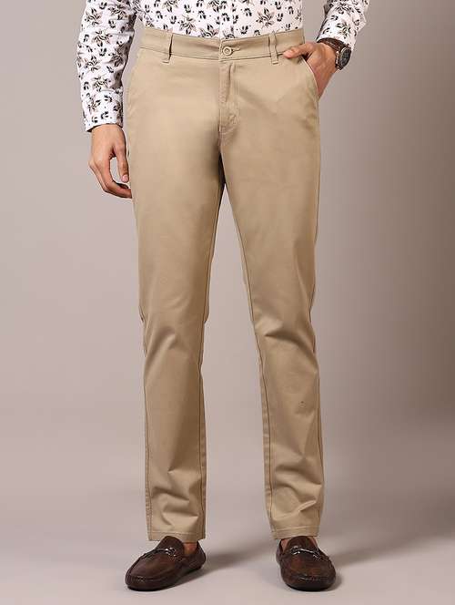men solid mid rise chinos trouser - 21686699 - Standard Image - 0