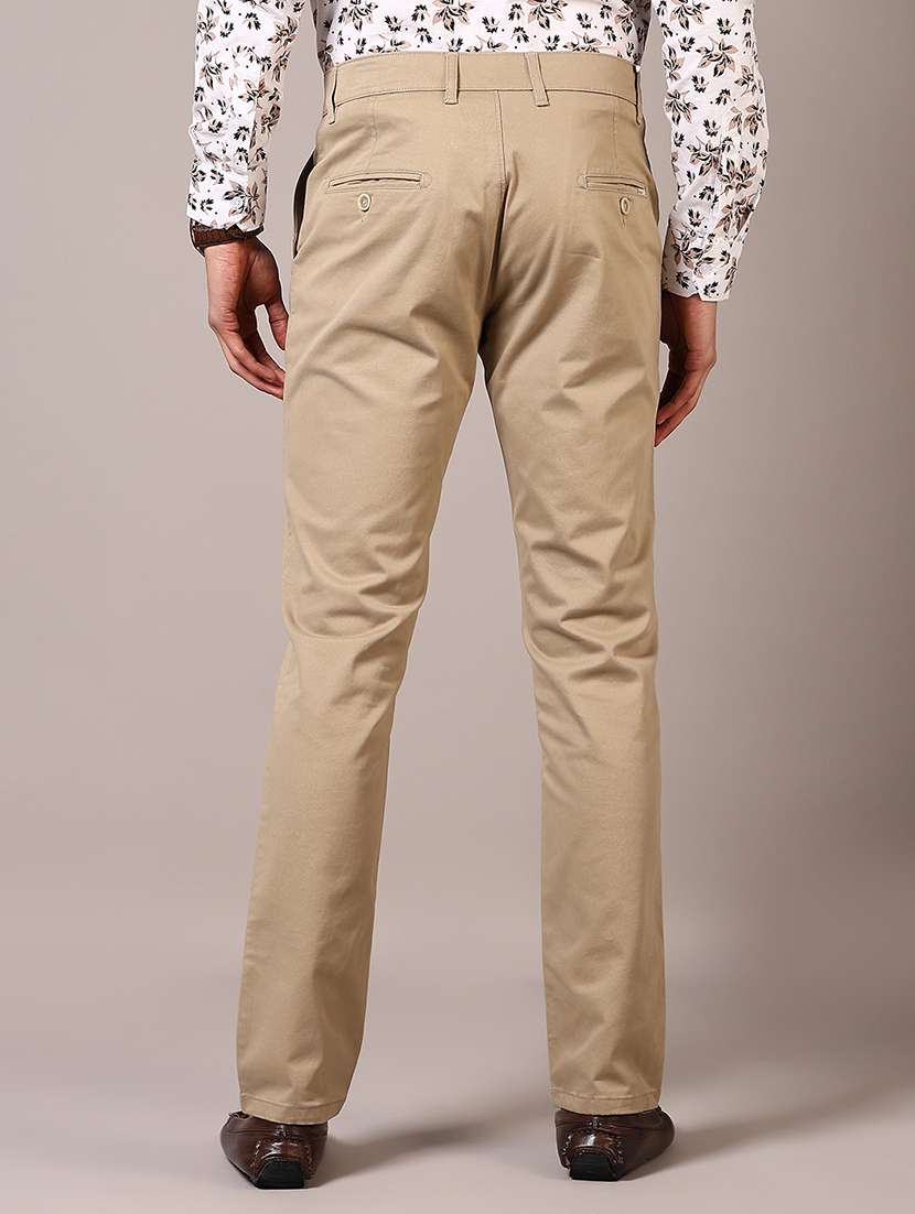 men solid mid rise chinos trouser - 21686699 - Standard Image - 3
