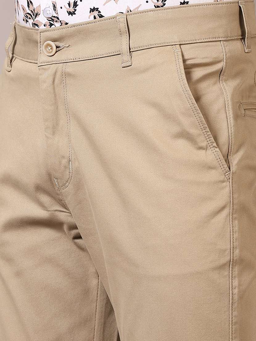 men solid mid rise chinos trouser - 21686699 - Standard Image - 5