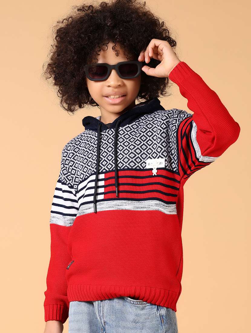 women color blocked long sleeve hooded sweater