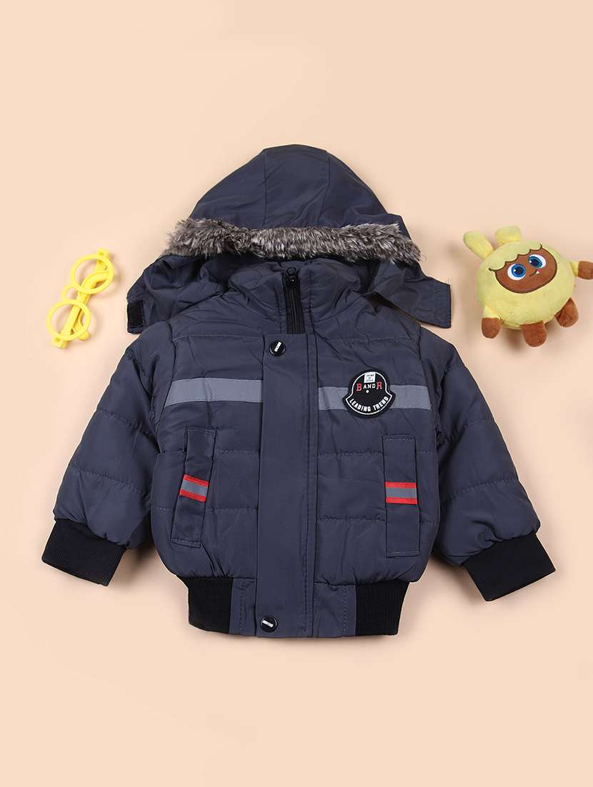 boys long sleeve hooded quilted jacket