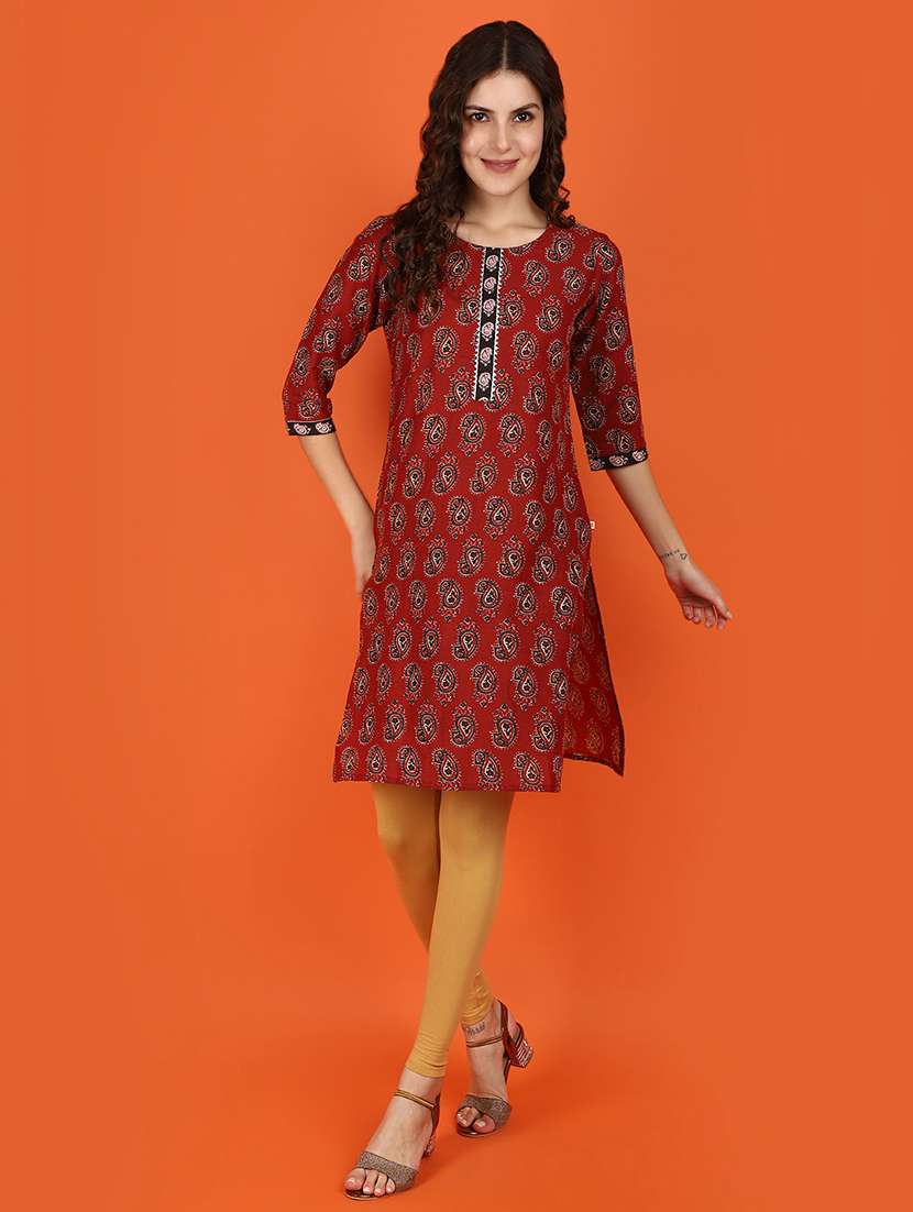 women three quarter sleeve straight kurta - 21686753 -  Standard Image - 3
