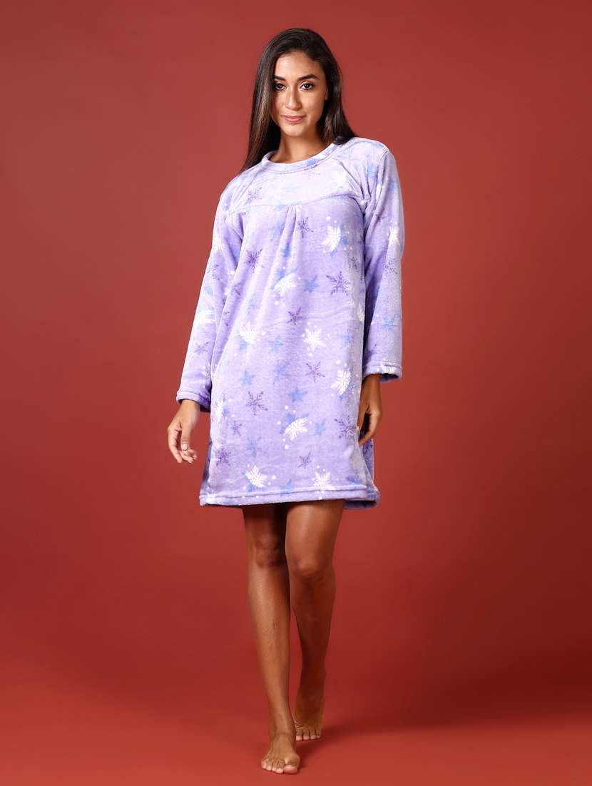 women printed long sleeve nightwear dress - 21686758 -  Standard Image - 3