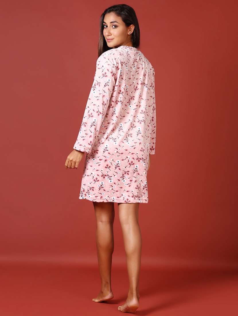 women floral printed long sleeve nightwear dress - 21686760 -  Standard Image - 3