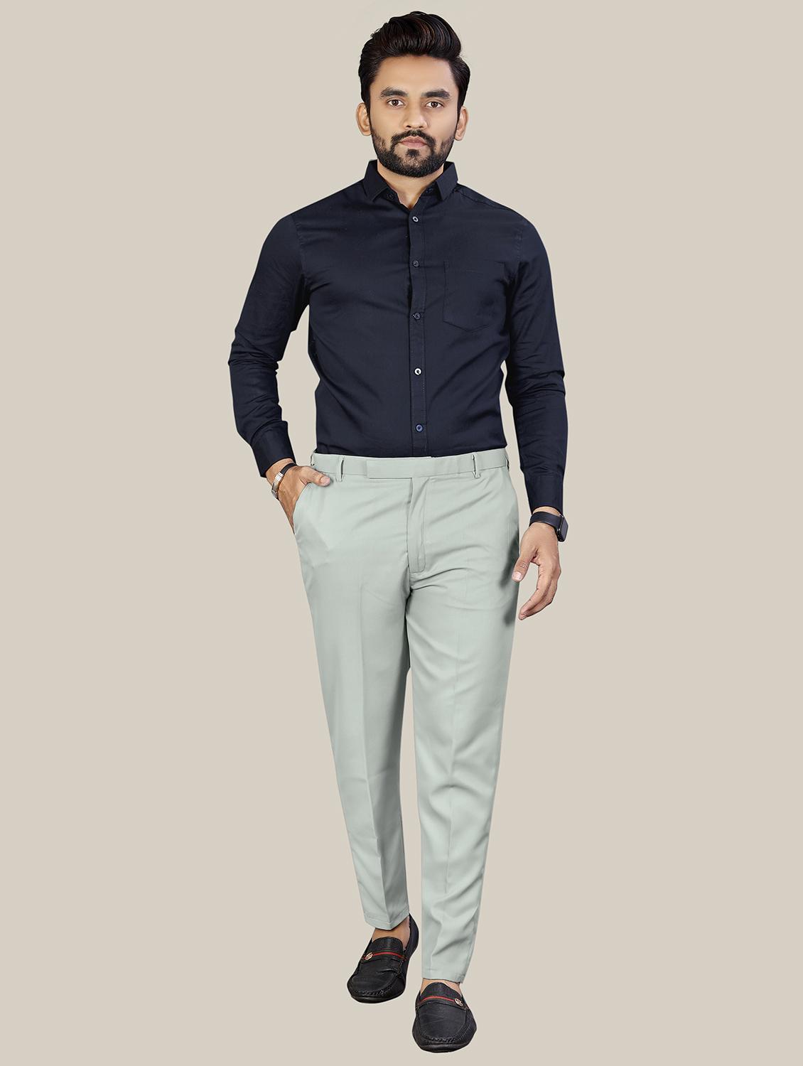 men solid flat front formal trouser - 21686841 - Standard Image - 3
