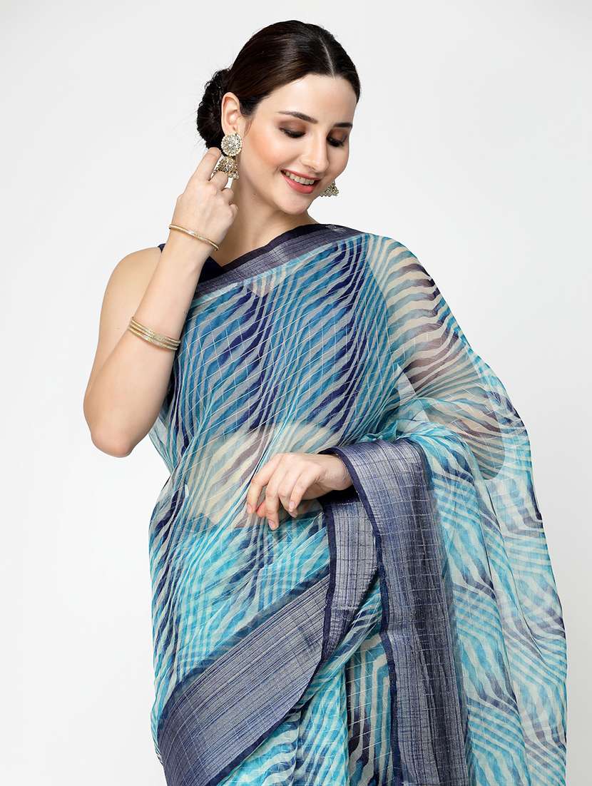 women printed casual wear saree with blouse - 21687123 - Standard Image - 3