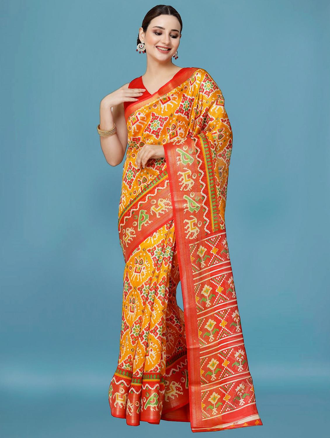 women printed casual wear saree with blouse - 21687126 - Zoom Image - 0