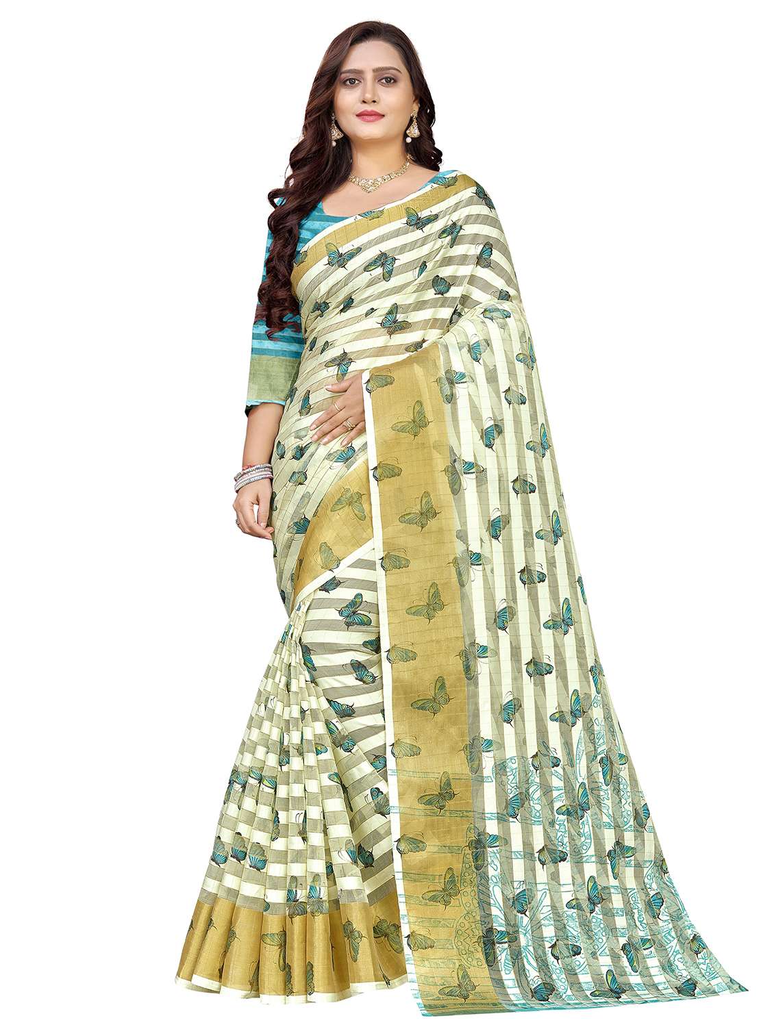 women printed casual wear saree with blouse - 21687143 - Zoom Image - 0